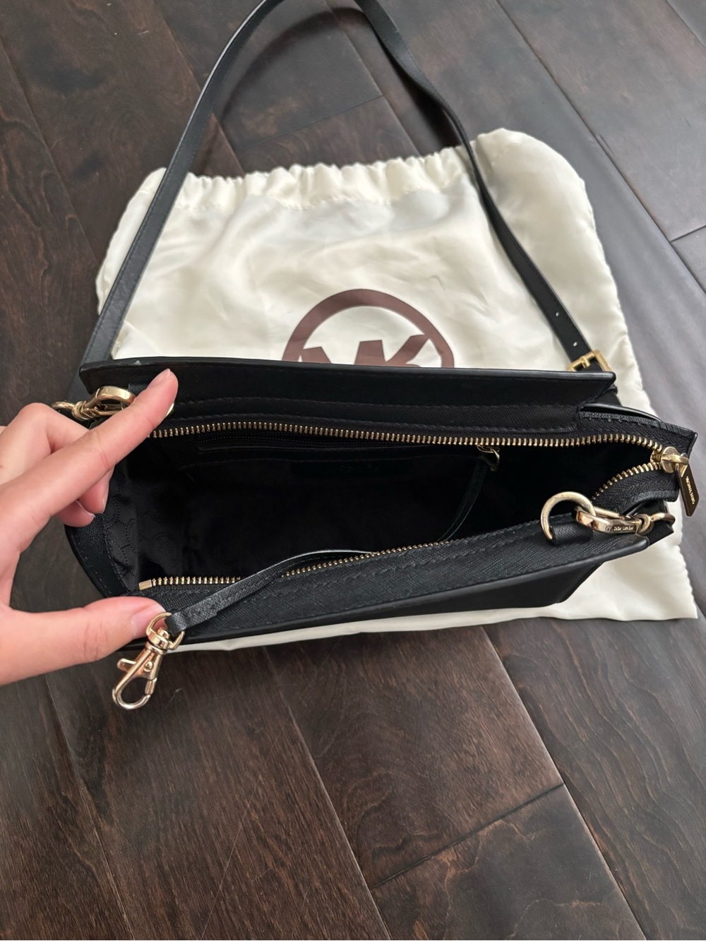 Michael Kors Black Saffiano Crossbody with Gold Hardware - Picture 12 of 16